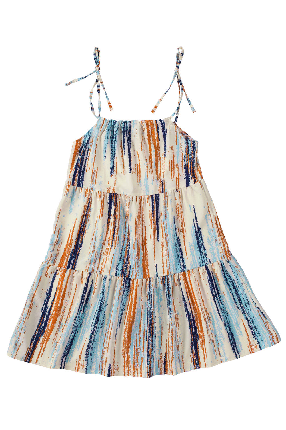 Multicolor Pattern Print Lace-up Spaghetti Strap Shift Mini Dress Mini Dresses JT's Designer Fashion