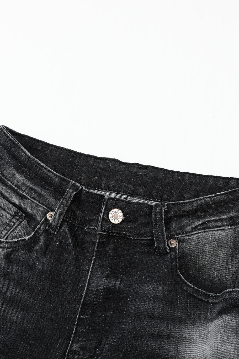 Black High Rise Washed Distressed Flare Jeans Jeans JT's Designer Fashion
