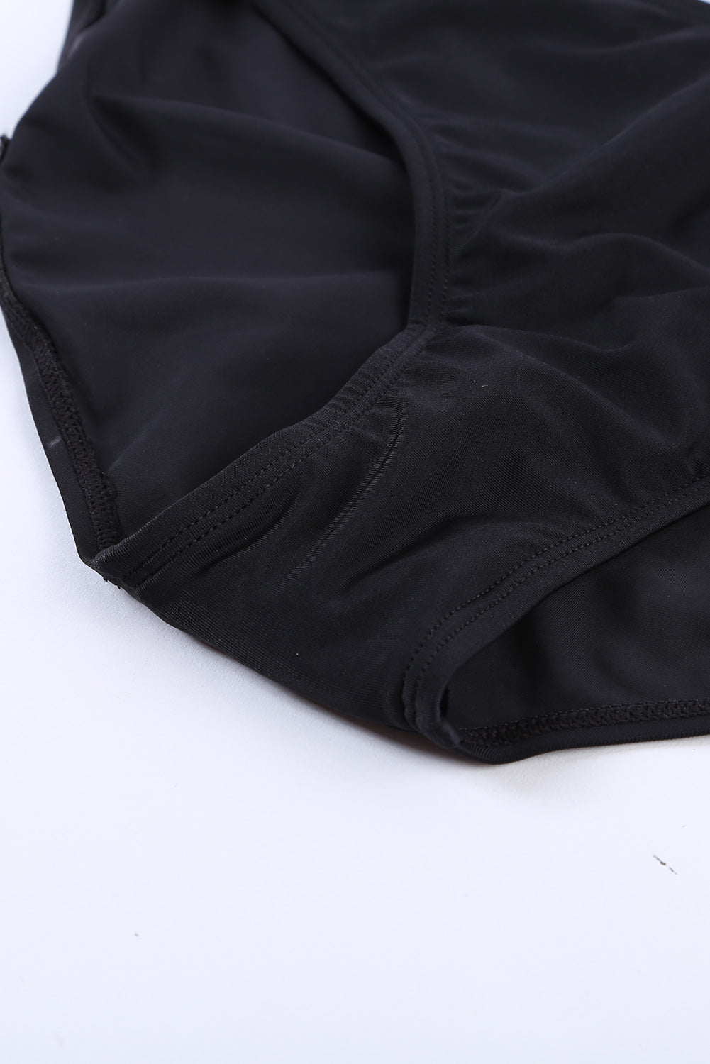 Black Splicing Scoop Neck Tankini Swimsuit Tankinis JT's Designer Fashion