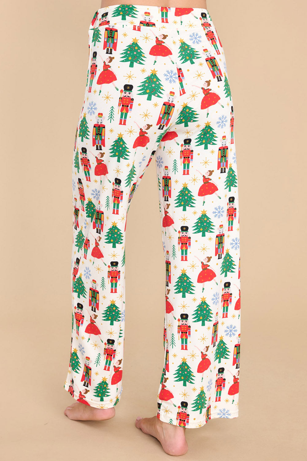 White Printed Christmas Tree Pattern Buttoned Two Piece Sleepwear Loungewear JT's Designer Fashion
