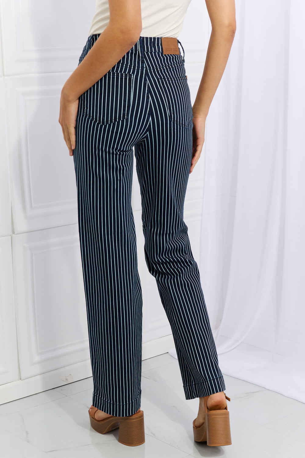 Judy Blue Cassidy Full Size High Waisted Tummy Control Striped Straight Jeans Jeans JT's Designer Fashion