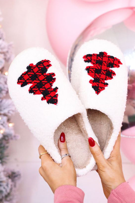 White Fuzzy Tree Pattern Christmas Fashion Home Slippers Slippers JT's Designer Fashion