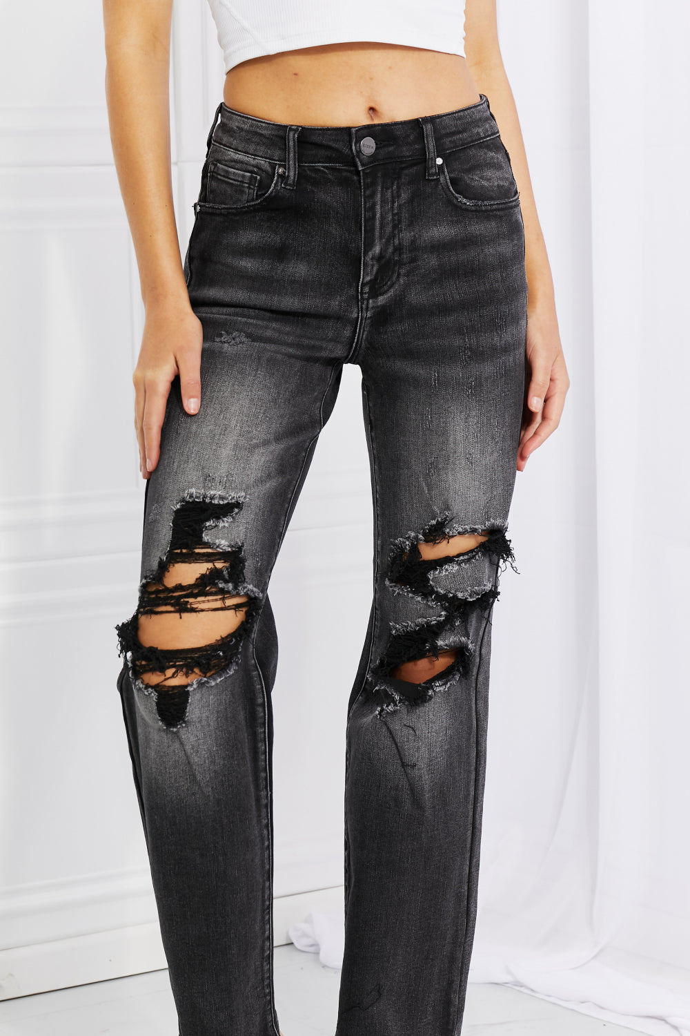 RISEN Full Size Lois Distressed Loose Fit Jeans Jeans JT's Designer Fashion