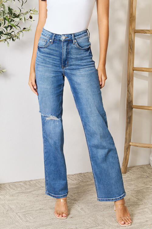 Judy Blue Full Size High Waist Distressed Jeans Medium Jeans JT's Designer Fashion