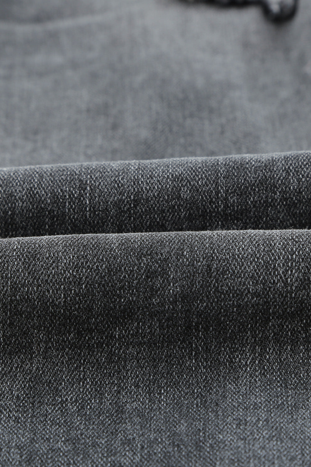 Gray Drawstring Elastic Waist Hole Ripped Jeans Jeans JT's Designer Fashion