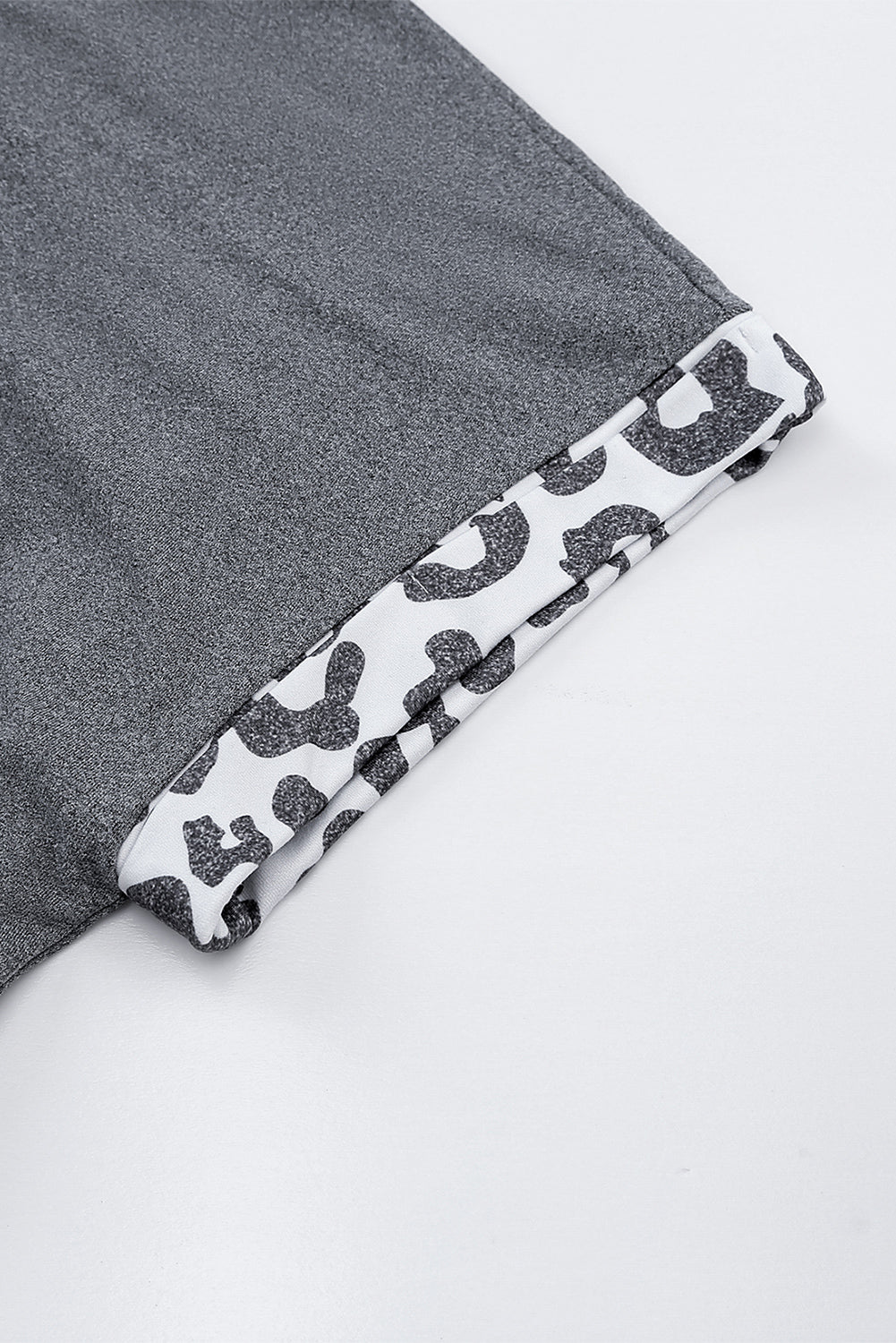 Gray Contrast Solid Leopard Short Sleeve T-shirt Dress with Slits T Shirt Dresses JT's Designer Fashion