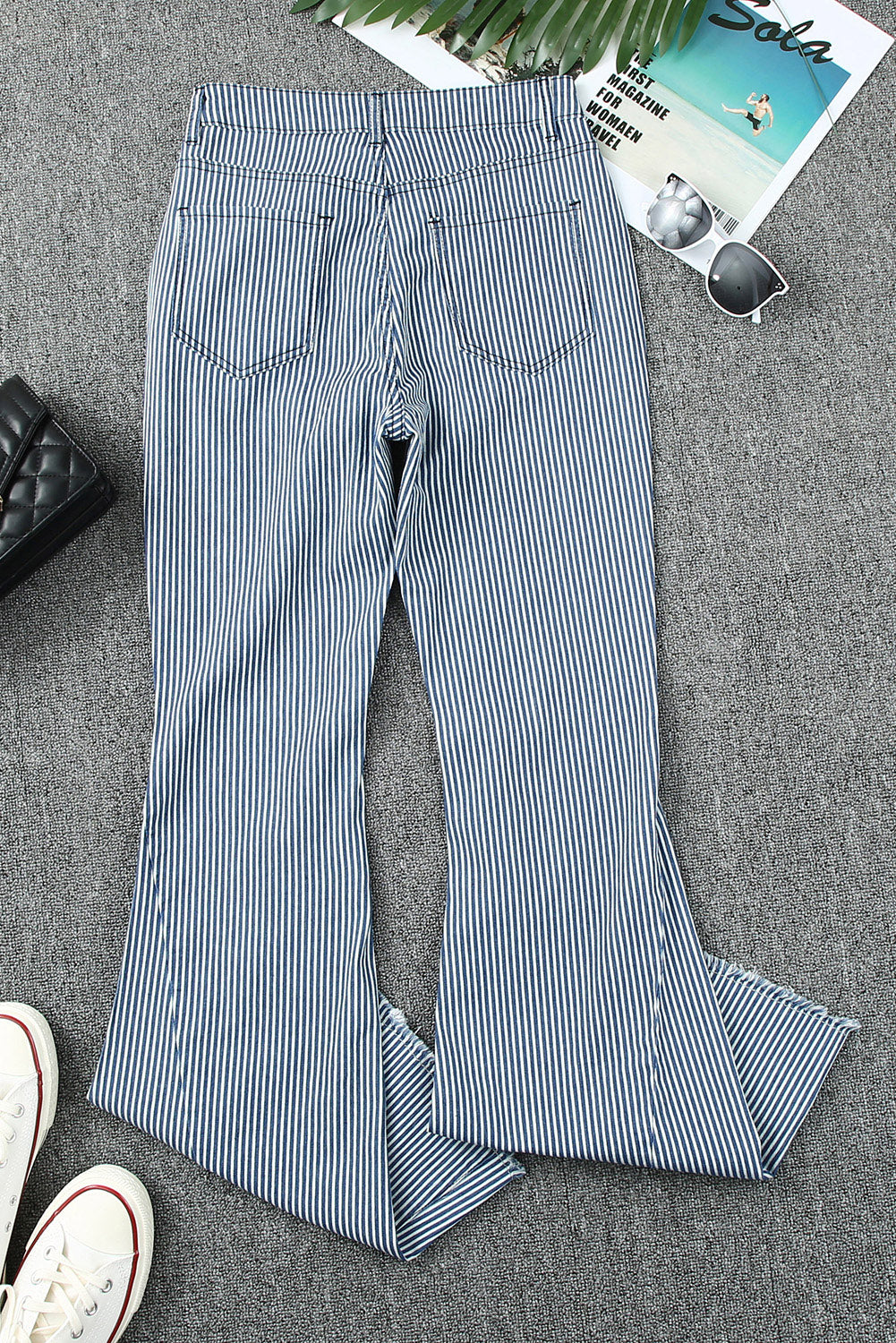 Mile High Pin Stripe Bell Bottoms Jeans JT's Designer Fashion