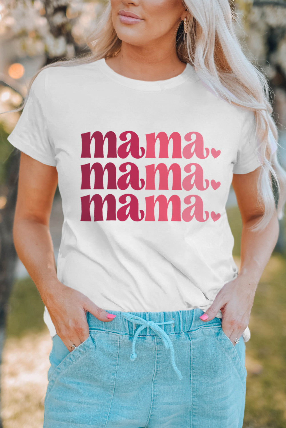 White Mama mama mama Graphic Tee Family T-shirts JT's Designer Fashion