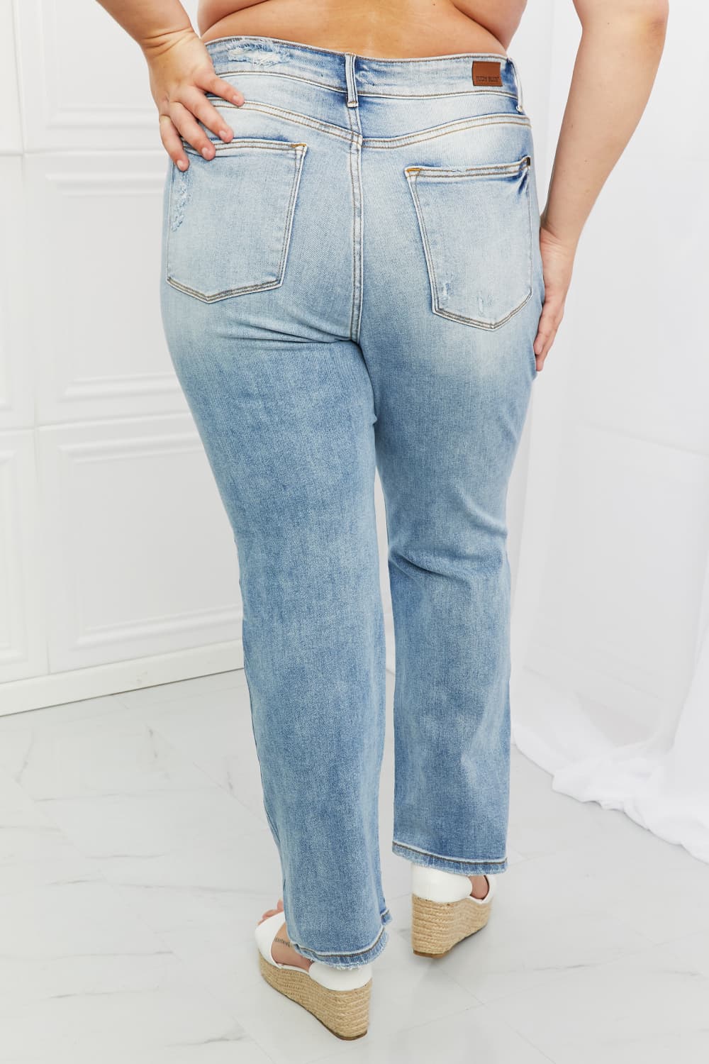 Judy Blue Natalie Full Size Distressed Straight Leg Jeans Jeans JT's Designer Fashion