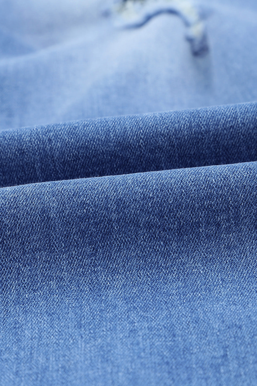 Sky Blue Drawstring Elastic Waist Hole Ripped Jeans Jeans JT's Designer Fashion
