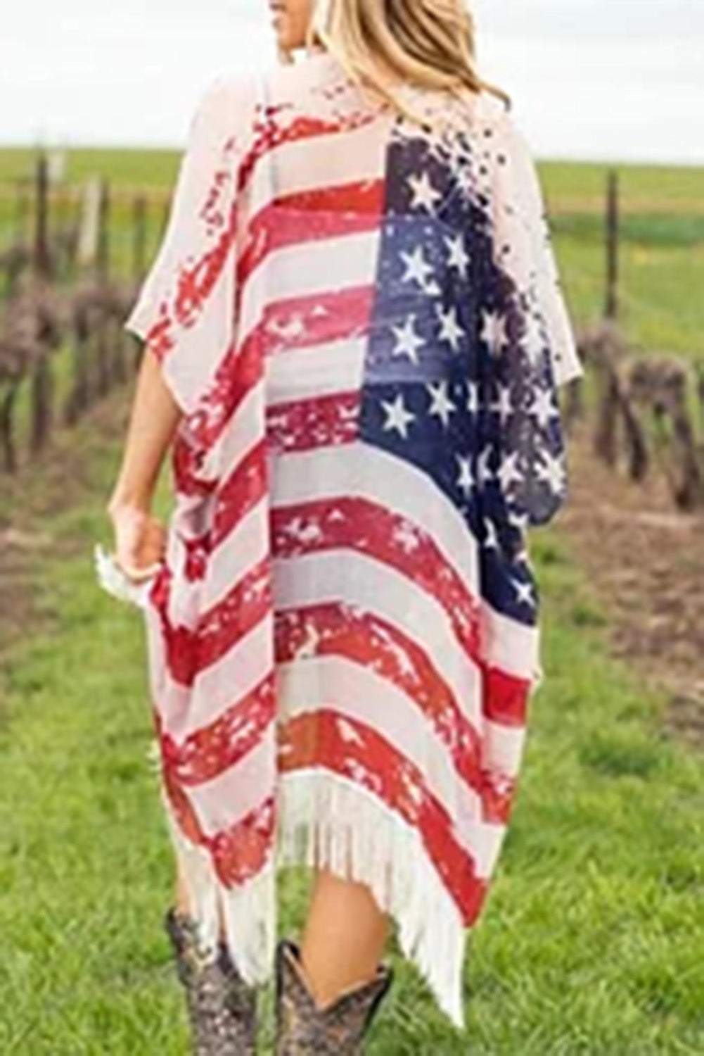 Multicolor Plus Size New American Flag Sun Protection Cardigan Plus Size JT's Designer Fashion