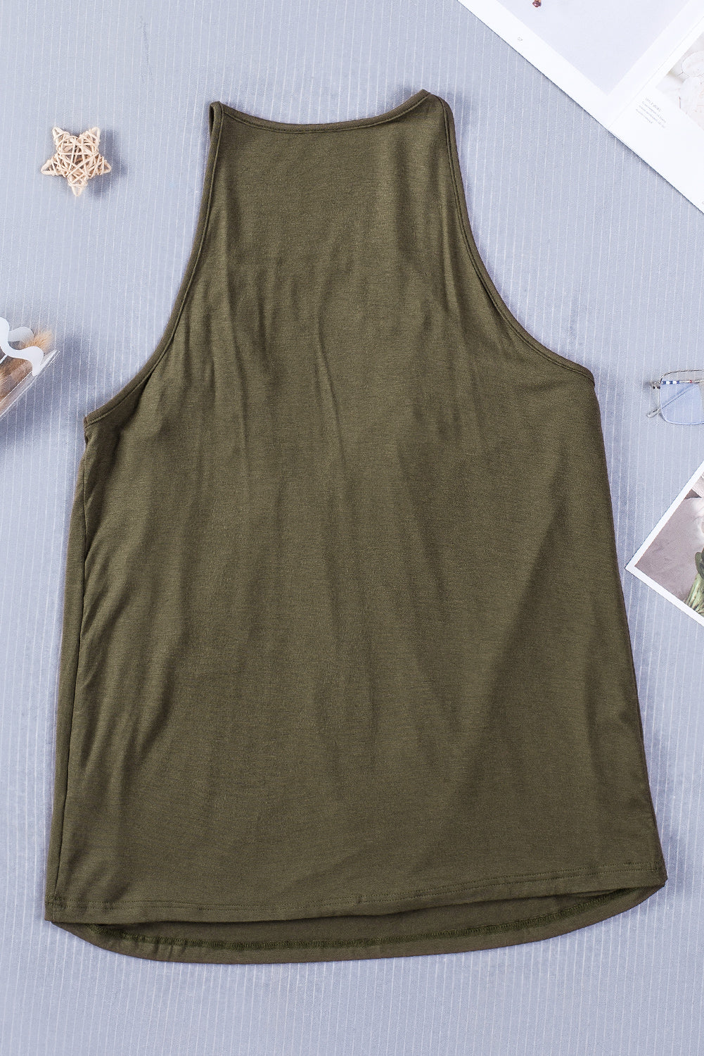 Green Crochet Lace Detail Tank Top Tank Tops JT's Designer Fashion