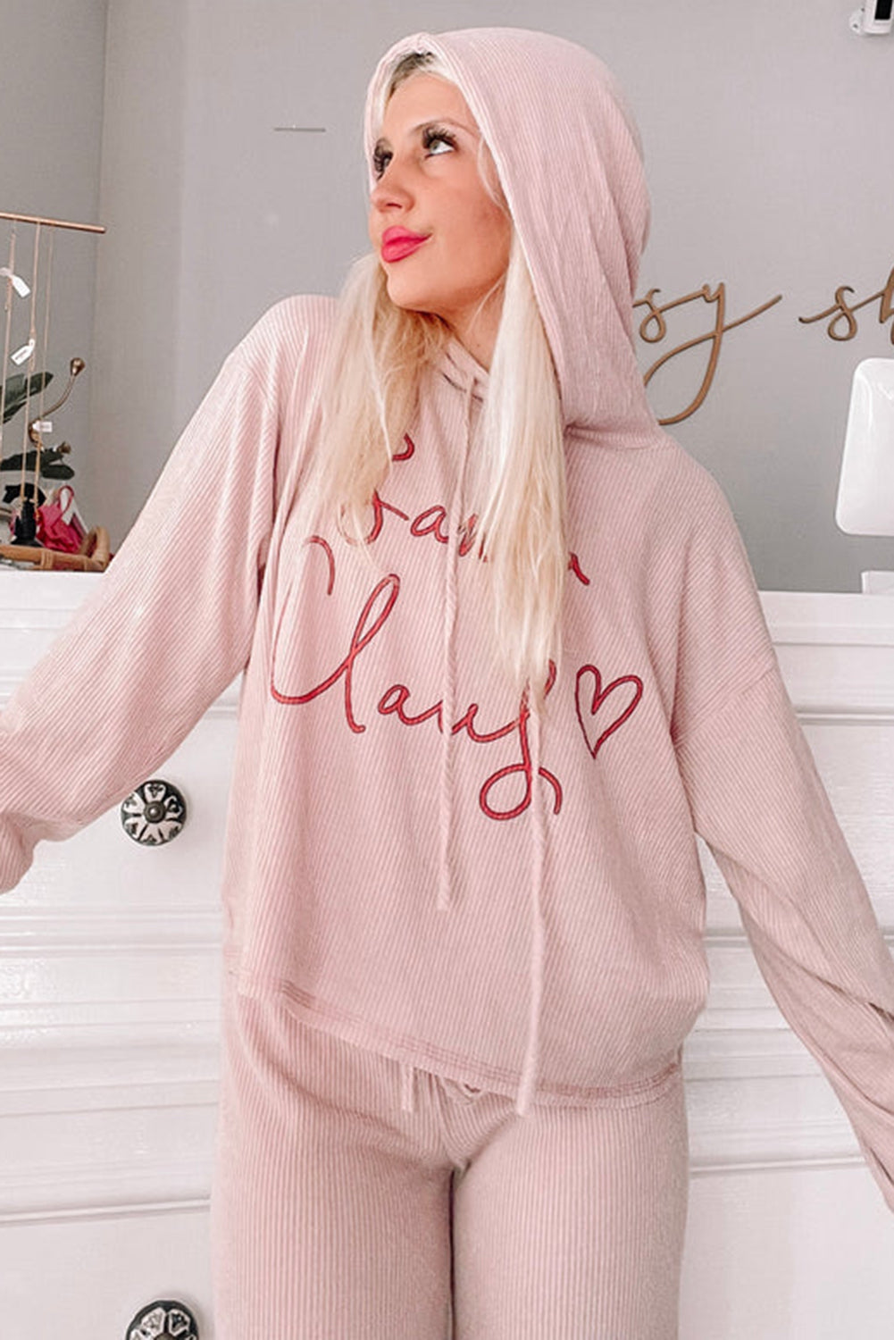 Light Pink Santa Claus Christmas PJ Set Loungewear JT's Designer Fashion
