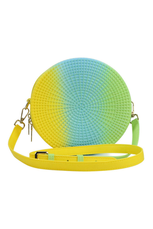 Green Ombre Colorblock Jelly Rattan Petty Round Sling Bag Shoulder Bags JT's Designer Fashion