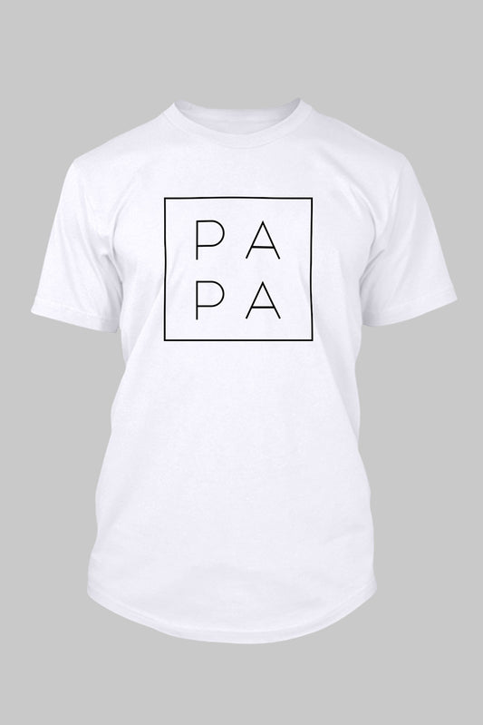 White PAPA Letter Print Crewneck Short Sleeve Men's T Shirt White 62%Polyester+32%Cotton+6%Elastane Men's Tops JT's Designer Fashion