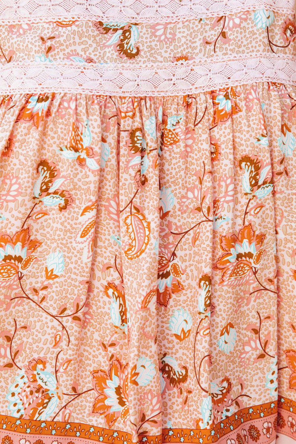 Orange Floral Print Ruffled Crew Neck Sleeveless Top Tank Tops JT's Designer Fashion