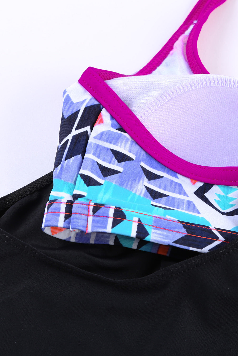 Black Geometric Printed Lined Tankini Swimsuit Tankinis JT's Designer Fashion