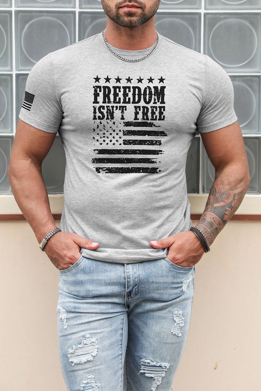 Gray Mens Freedom Isnt Free Flag T-shirt Gray 62%Polyester+32%Cotton+6%Elastane Men's Tops JT's Designer Fashion