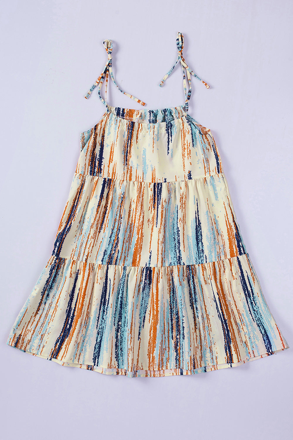 Multicolor Pattern Print Lace-up Spaghetti Strap Shift Mini Dress Mini Dresses JT's Designer Fashion