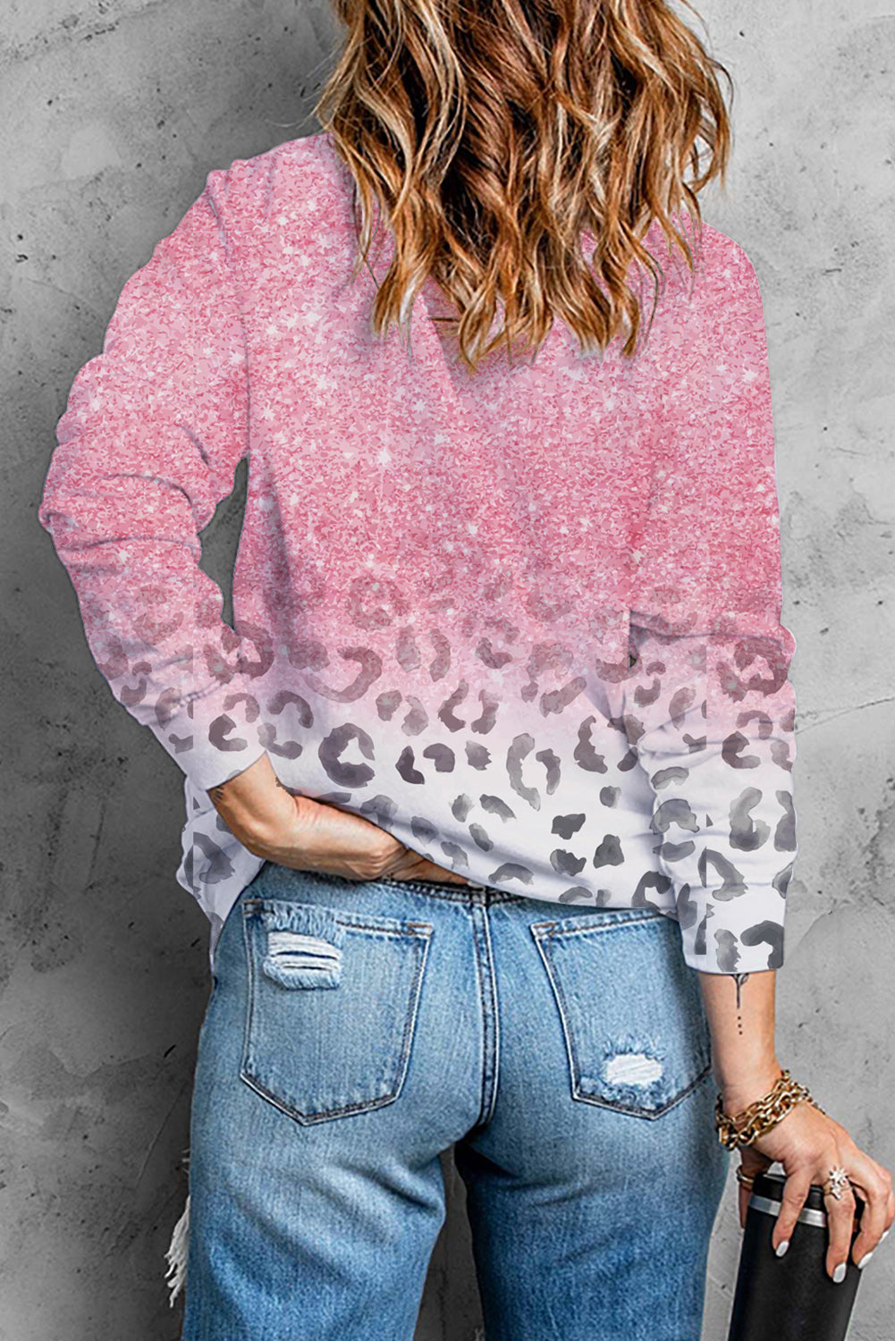 Pink Tie Dye Leopard Print Long Sleeve Top Long Sleeve Tops JT's Designer Fashion