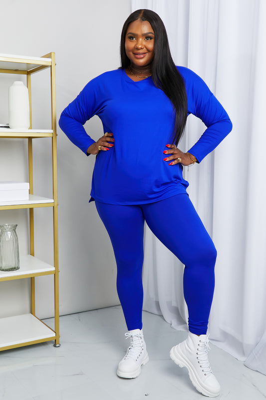Zenana Ready to Relax Full Size Brushed Microfiber Loungewear Set in Bright Blue Bright Blue Lounge Sets JT's Designer Fashion