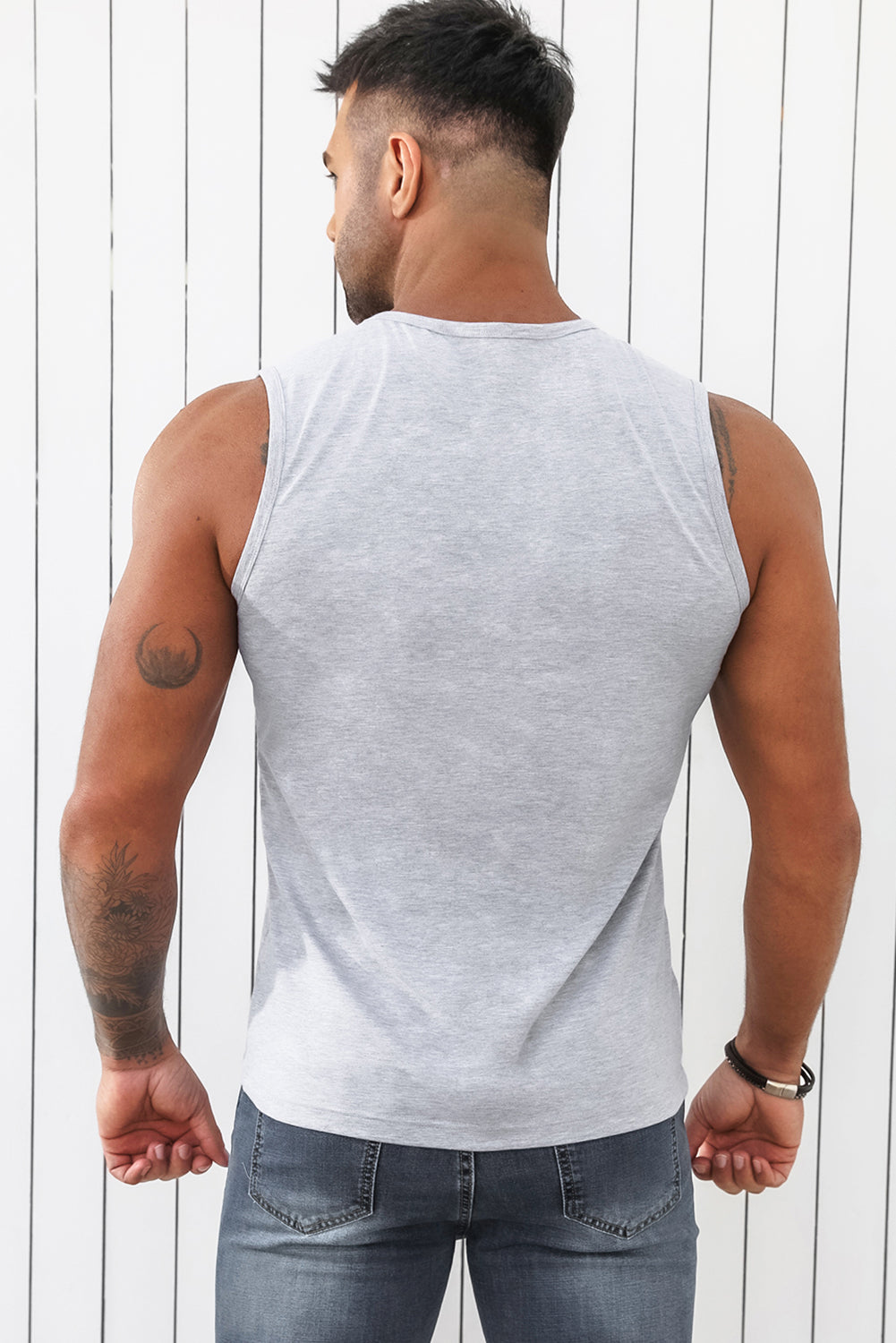 Gray BULL SHIRT Graphic Print Muscle Fit Men's Tank Top Men's Tops JT's Designer Fashion