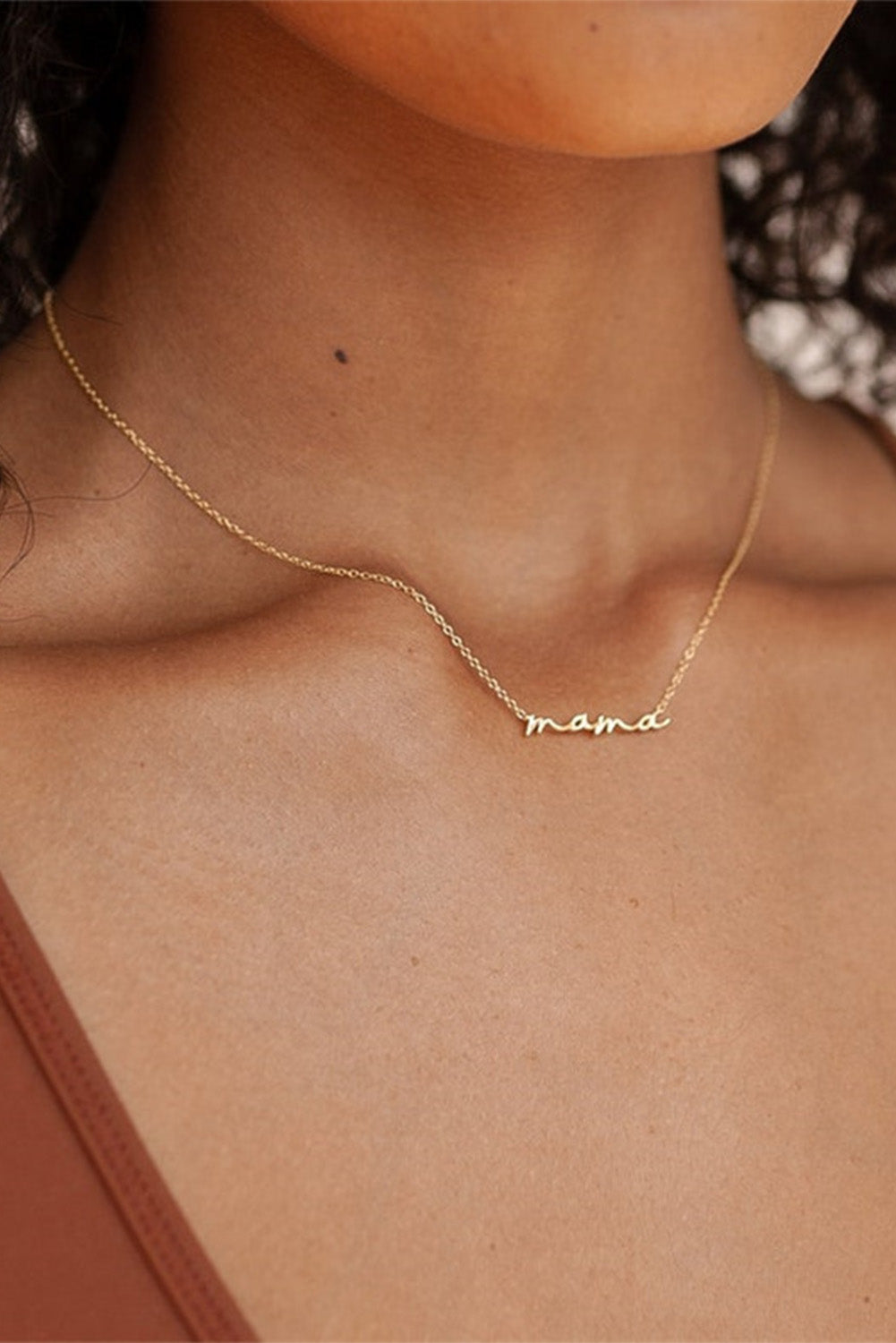 Gold Tiny Mama Script Necklace Jewelry JT's Designer Fashion