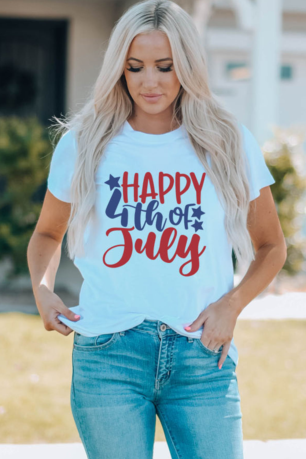White HAPPY 4th OF JULY Printed Family Matching Graphic Tee Family T-shirts JT's Designer Fashion