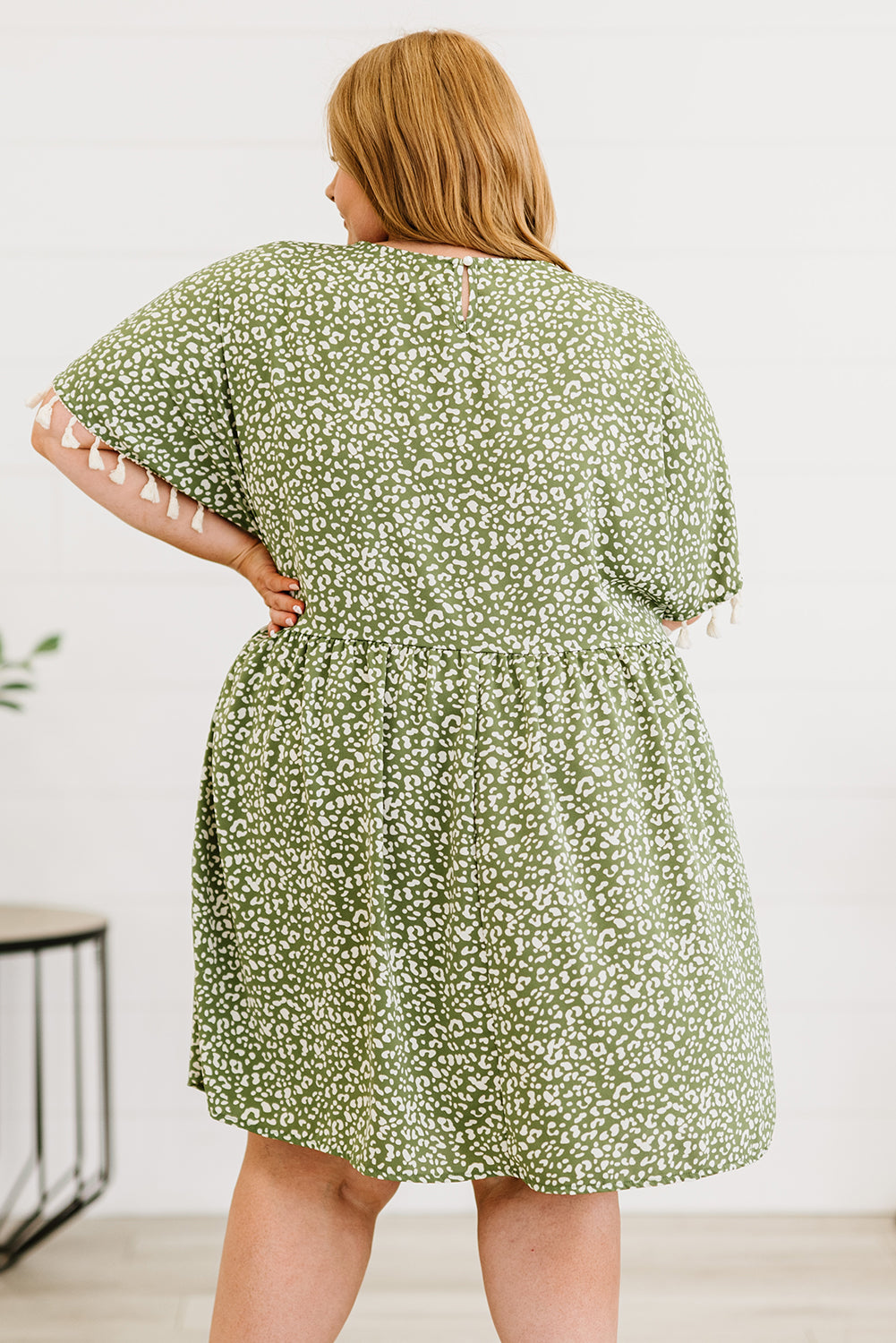 Green Plus size Leopard Tassel Dress Plus Size Dresses JT's Designer Fashion