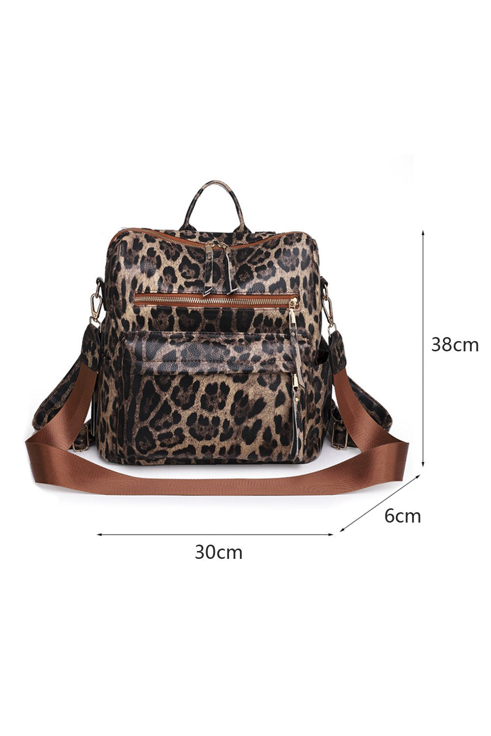 Leopard Convertible PU Backpack Backpacks JT's Designer Fashion