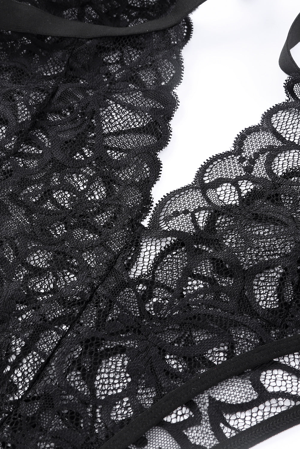 Black Crossed Straps Sheer Lace Teddy with Garter Belt Teddy Lingerie JT's Designer Fashion