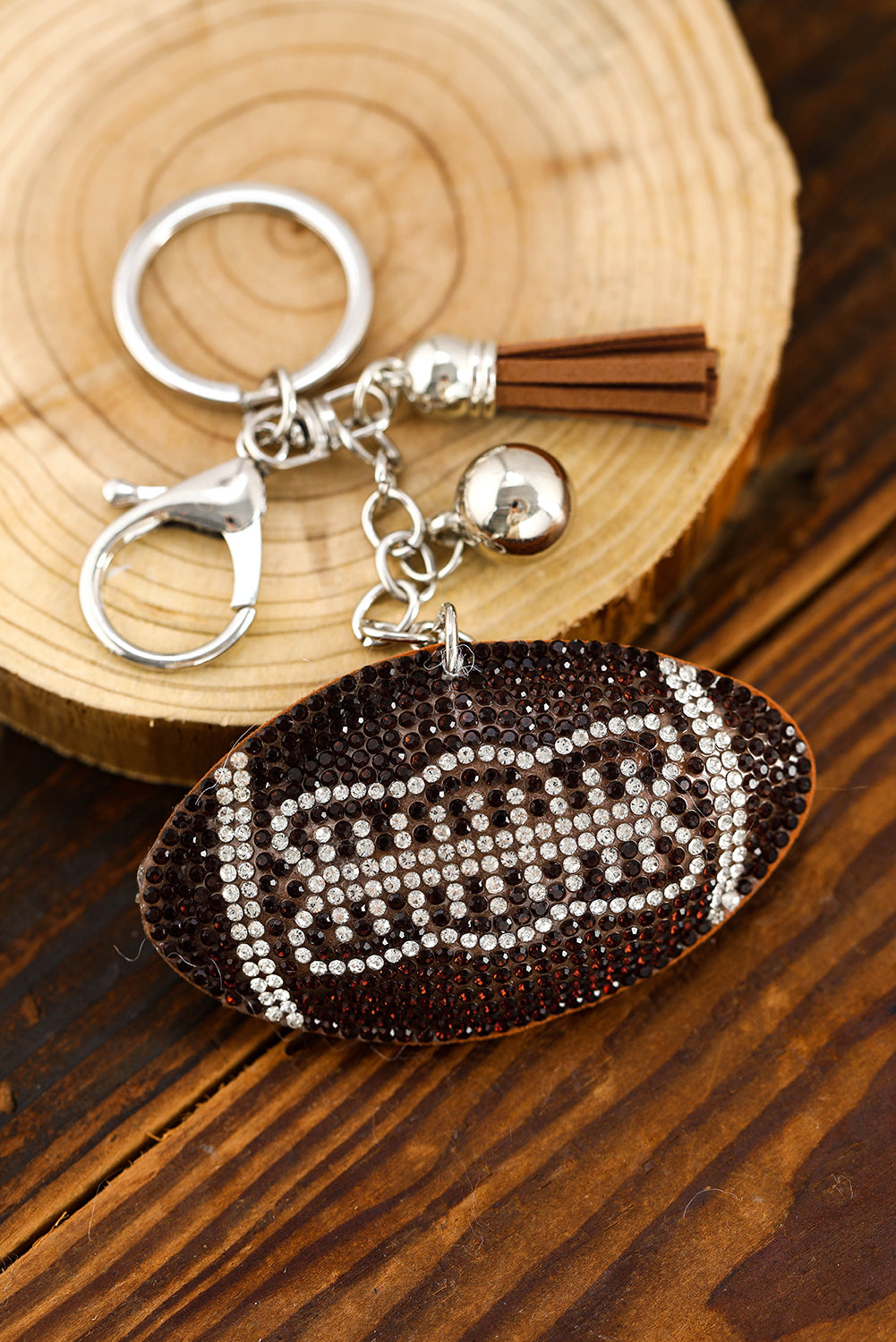 Coffee Rhinestoned Ball Pendant Tassel Key Chain Other Accessories JT's Designer Fashion