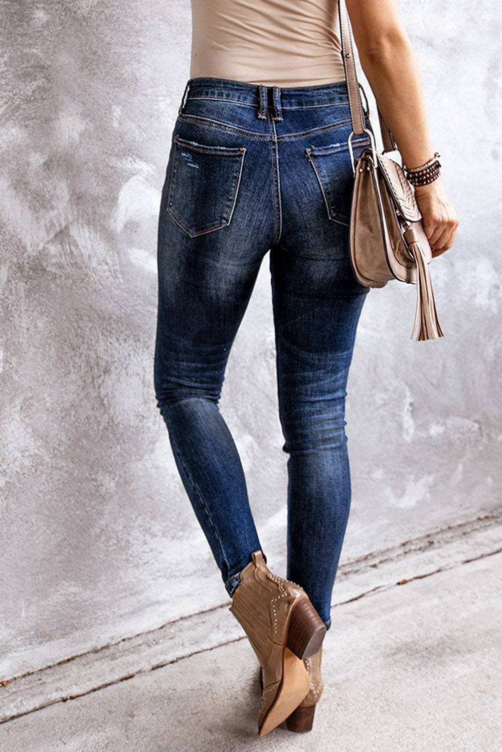 Blue Blue Ripped High Rise Ankle Length Skinny Jeans Jeans JT's Designer Fashion