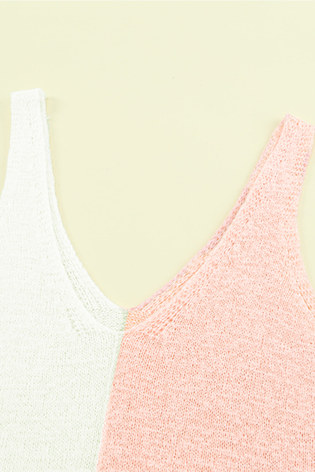 Pink Color Block Knitted Tank Top Tank Tops JT's Designer Fashion