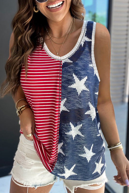 Red Stripes and Stars Flag Tank Top Tops & Tees JT's Designer Fashion