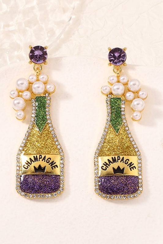Yellow Pearl Rhinestone Carnival Bottle Shape Dangle Earrings Jewelry JT's Designer Fashion