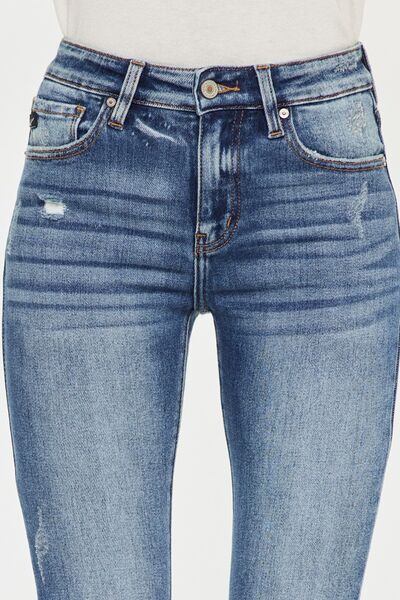 Kancan High Waist Distressed Raw Hem Ankle Skinny Jeans Jeans JT's Designer Fashion