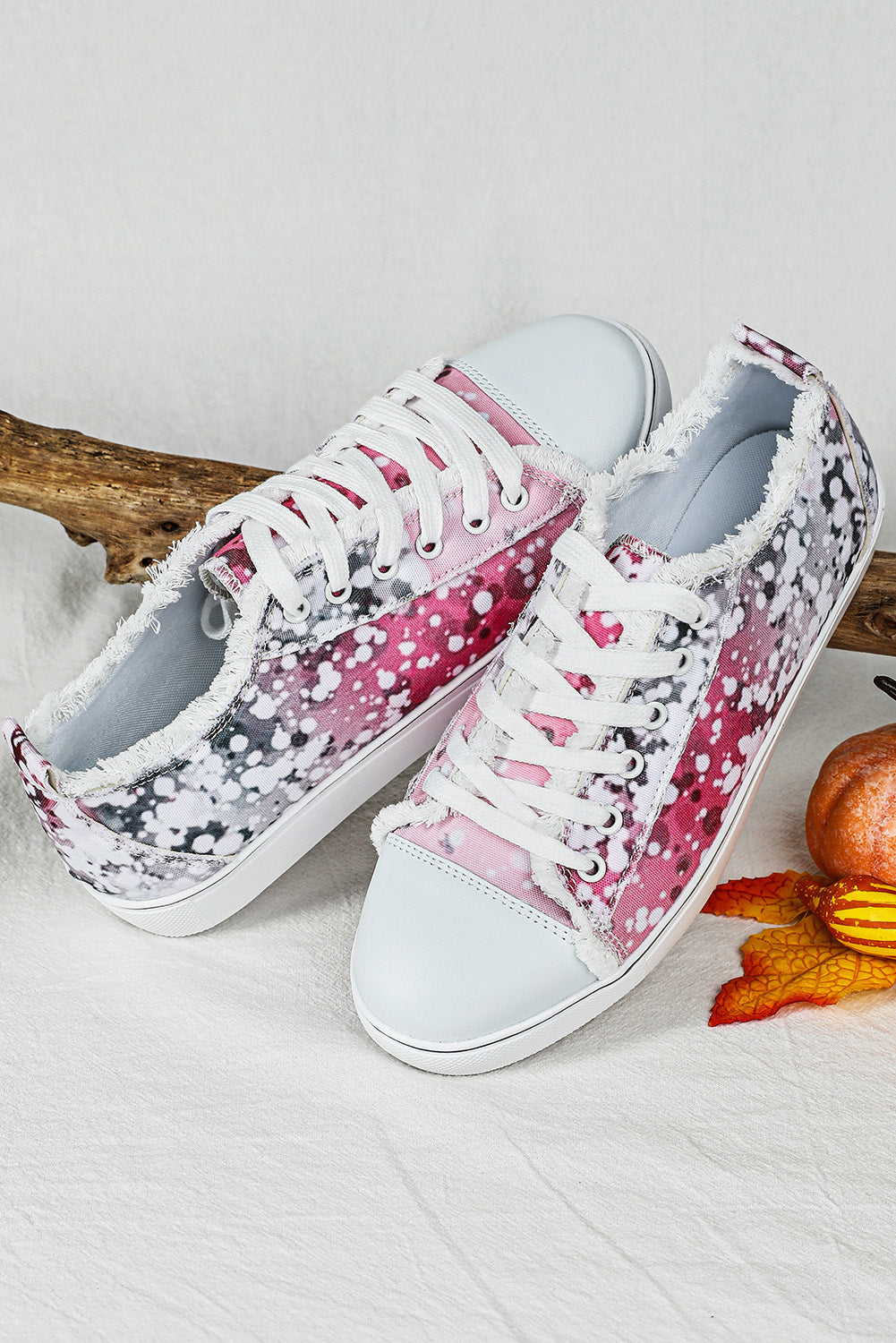 Pink Bleached Spots Canvas Shoes Women's Shoes JT's Designer Fashion