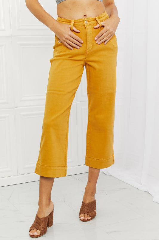 Judy Blue Jayza Full Size Straight Leg Cropped Jeans Mustard Jeans JT's Designer Fashion