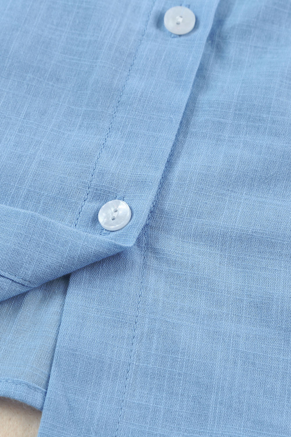 Sky Blue Ruffle Trim Soft Lightweight Sleeveless Shirt Tank Tops JT's Designer Fashion