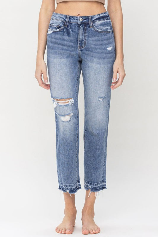 Lovervet Full Size Lena High Rise Crop Straight Jeans Medium Jeans JT's Designer Fashion