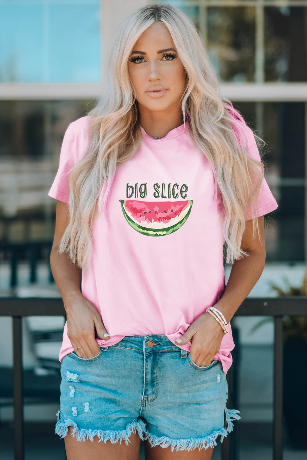 Pink Family Matching Big Slice Watermelon Crewneck Graphic Tee Family T-shirts JT's Designer Fashion