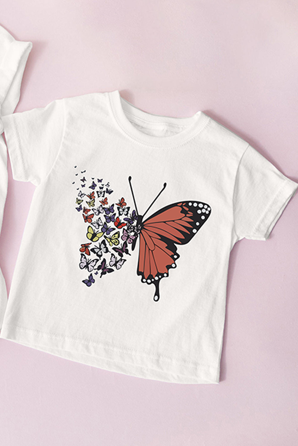 White Family Matching Butterfly Graphic Print Short Sleeve Girl's T Shirt Family T-shirts JT's Designer Fashion