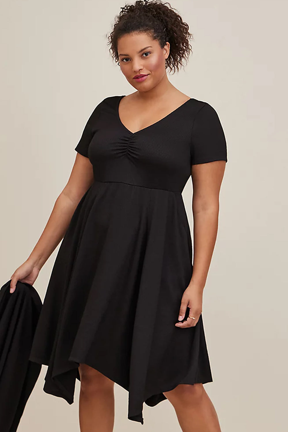 Black Plus Size Ruched Sweetheart Fit and Flare Midi Dress Plus Size Dresses JT's Designer Fashion