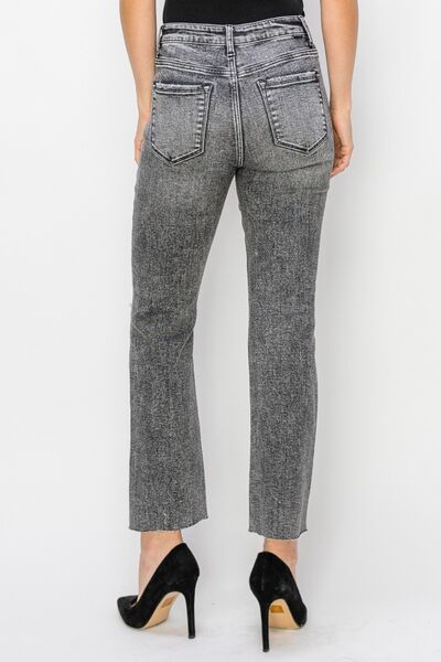 RISEN High Waist Distressed Straight Jeans Jeans JT's Designer Fashion