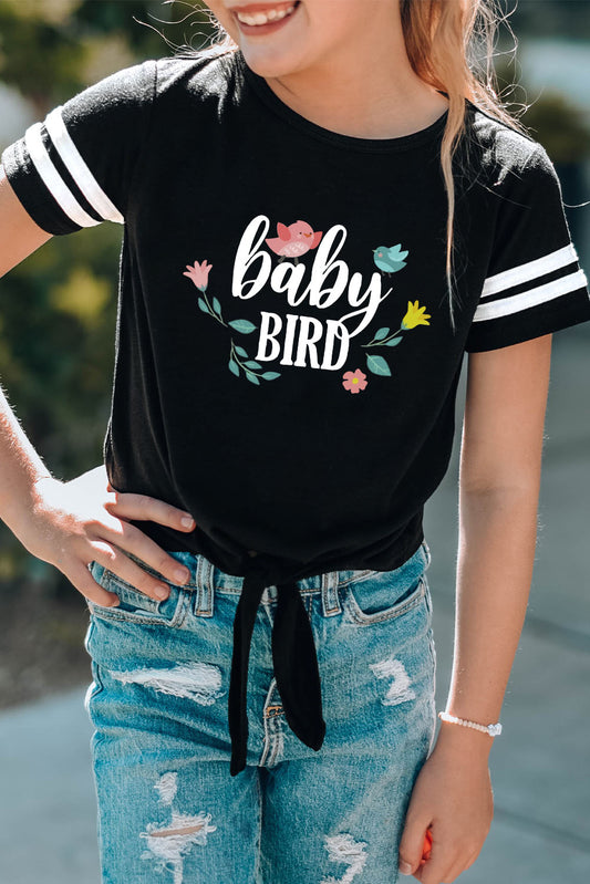 Black Family Matching Baby Bird Graphic Print Girl's T Shirt Black Family T-shirts JT's Designer Fashion
