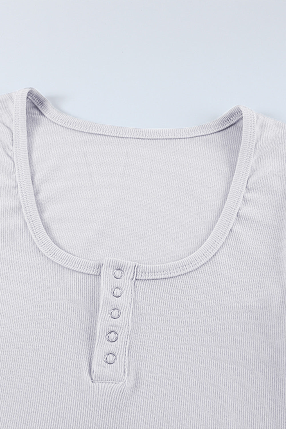 Gray U Neck Button Knit Long Sleeve Top Long Sleeve Tops JT's Designer Fashion