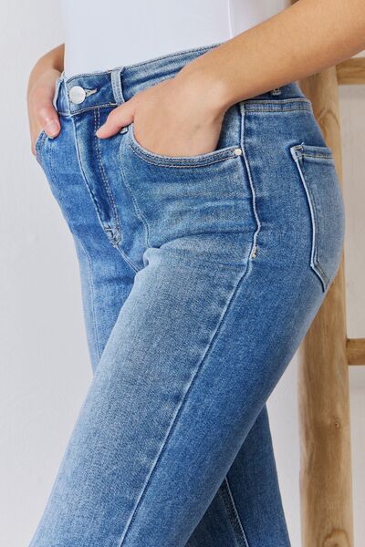 RISEN Full Size High Rise Ankle Flare Jeans Jeans JT's Designer Fashion