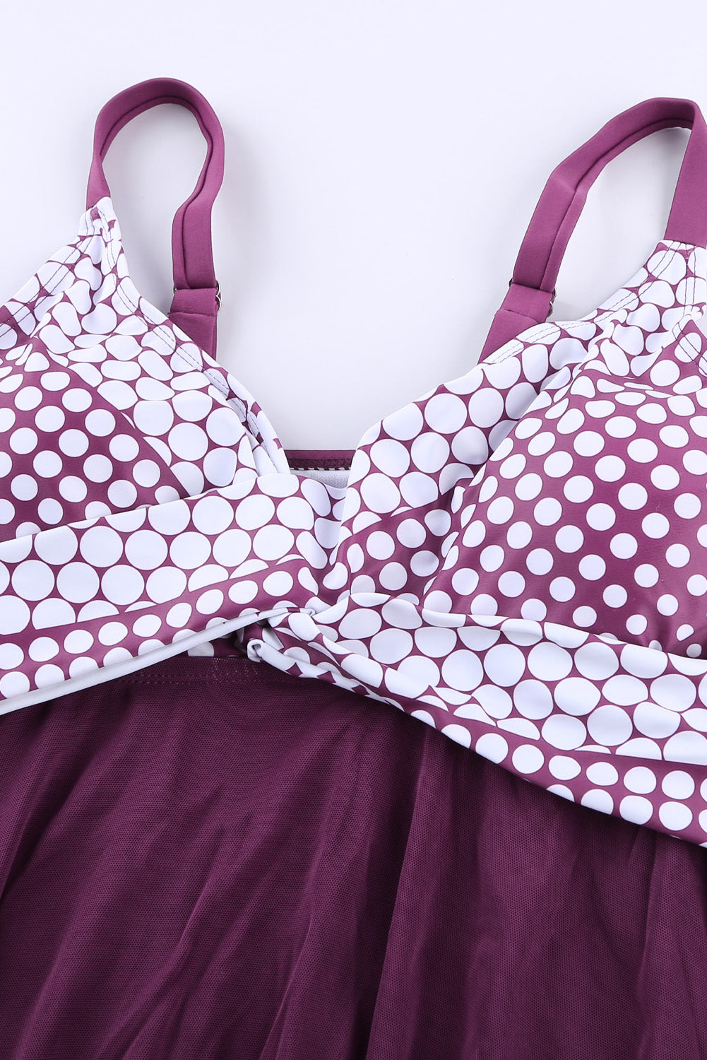 Purple Retro Polka Dot Print Handkerchief Hem Tankini Set Tankinis JT's Designer Fashion