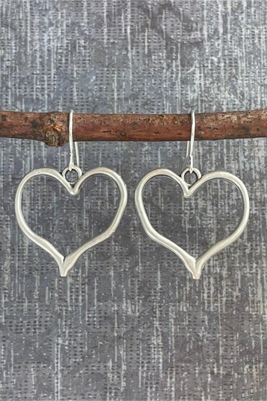 Silvery Heart Shape Hook Drop Earrings Jewelry JT's Designer Fashion